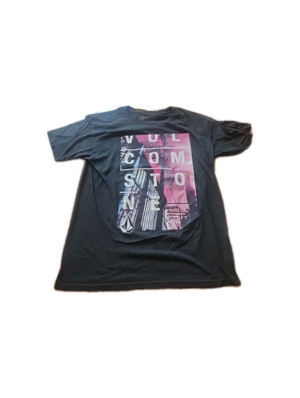 Volcom T-Shirt Mens Medium Black Basic Round Neck Short Sleeves Cotton Blend
